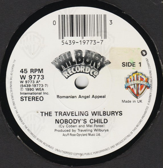 Traveling Wilburys : Nobody's Child (7", Single)