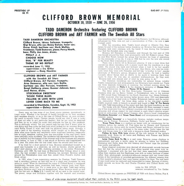 Clifford Brown : Memorial (LP, Comp, Mono, RE, RM, Ter)