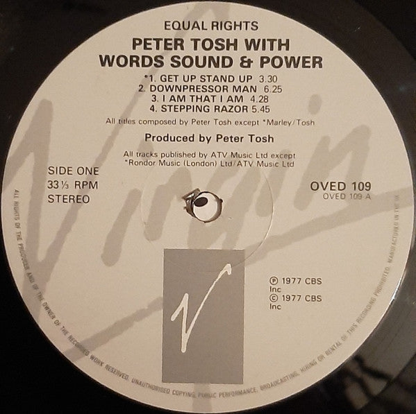 Peter Tosh With Words Sound & Power* - Equal Rights (LP, Album, RE) (VG /  VG)