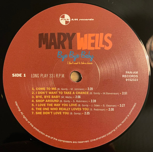Mary Wells : Bye Bye Baby, I Don't Want To Take A Chance (LP, Album, RE, 180)