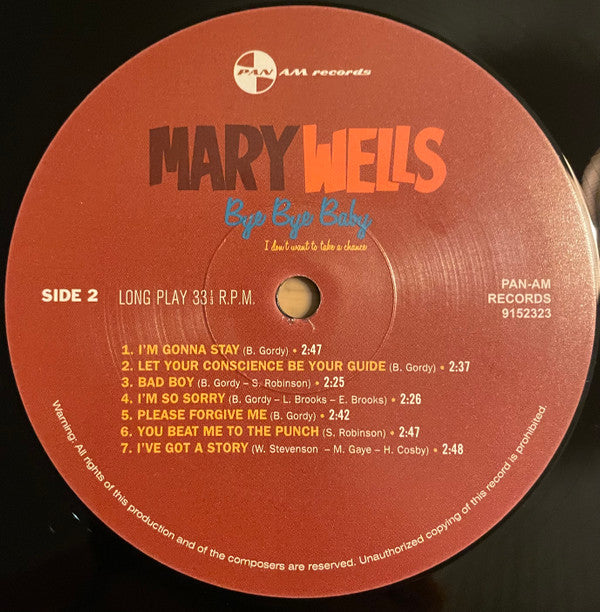 Mary Wells : Bye Bye Baby, I Don't Want To Take A Chance (LP, Album, RE, 180)