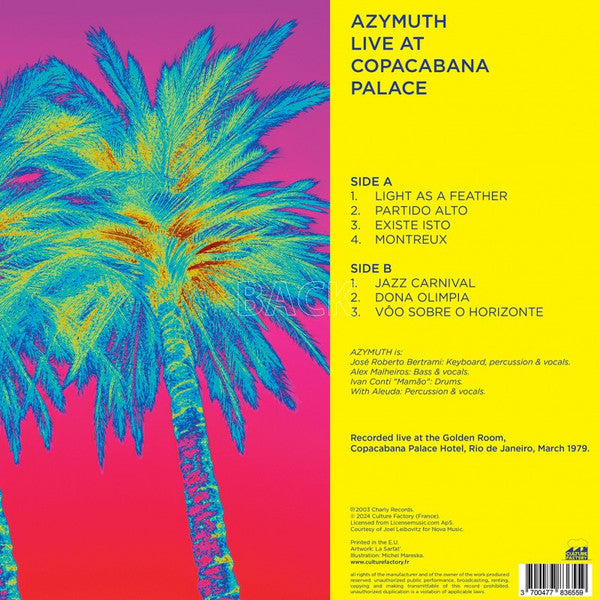 Azymuth : Live At The Copacabana Palace (LP, Album, Ltd, RE, Blu)