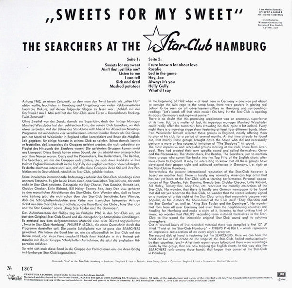 The Searchers : "Sweets For My Sweet" - The Searchers At The Star-Club Hamburg (Live Recording) (LP, Album, Num, RE, Whi)