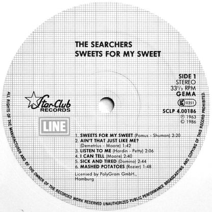 The Searchers : "Sweets For My Sweet" - The Searchers At The Star-Club Hamburg (Live Recording) (LP, Album, Num, RE, Whi)