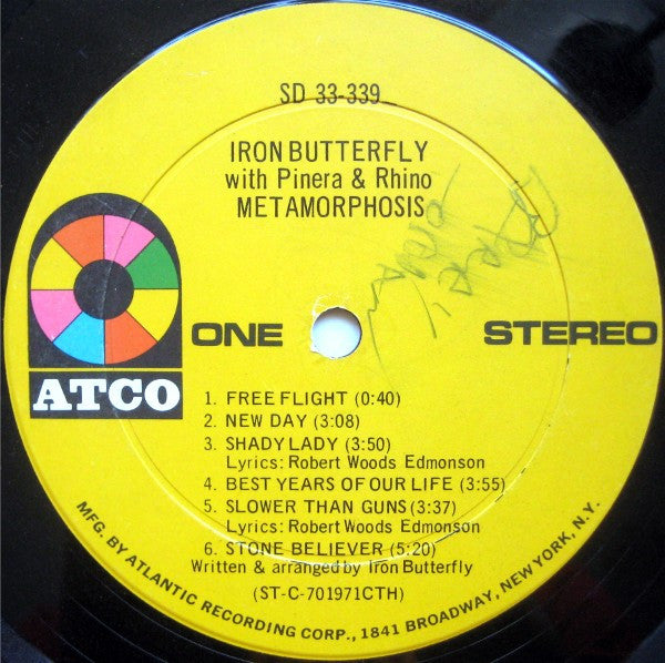 Iron Butterfly With Pinera* u0026 Rhino* - Metamorphosis (LP