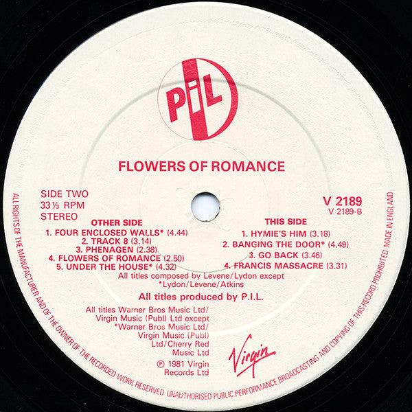 Public Image Ltd.* : The Flowers Of Romance (LP, Album)