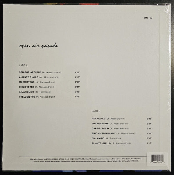 Alessandro Alessandroni : Open Air Parade (LP, Album, Ltd, RE, Bla)