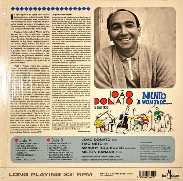 João Donato & Seu Trio : Muito à Vontade... (LP, Album, Ltd, RE)