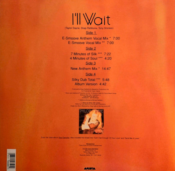 Taylor Dayne : I'll Wait (2x12")