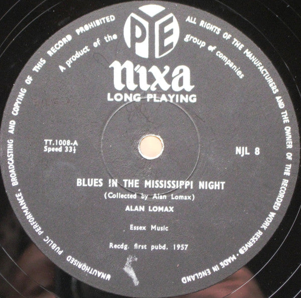 Alan Lomax : Blues In The Mississippi Night (LP, Album, Mono)