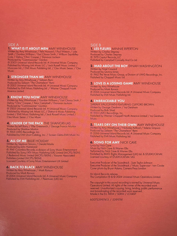 Amy Winehouse / Various : Back To Black (Songs From The Original Motion Picture) (LP, Comp, Ltd, Pea)