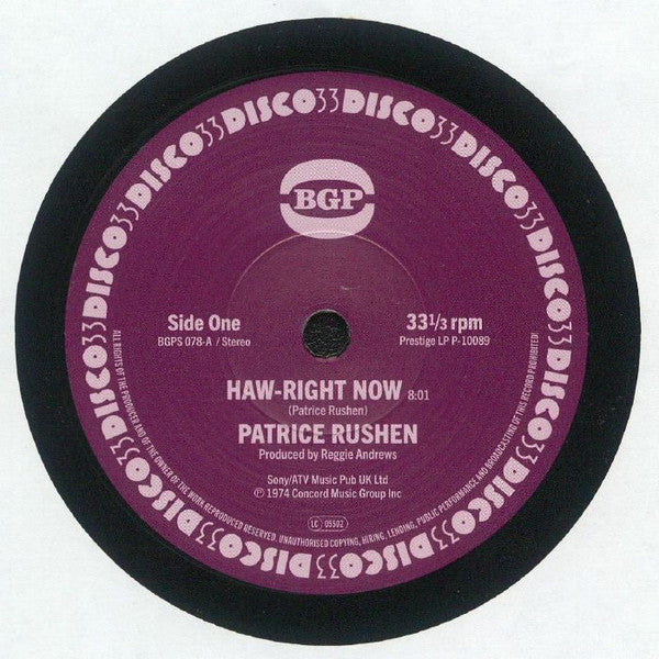 Patrice Rushen : Haw-Right Now / Kickin' Back (7", Single)