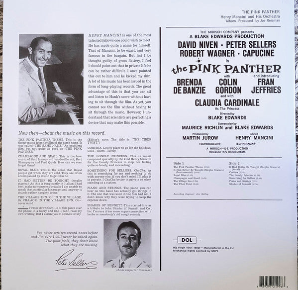 Henry Mancini : The Pink Panther (Music From The Film Score) (LP, Album, Dlx, RE, RP, 180)