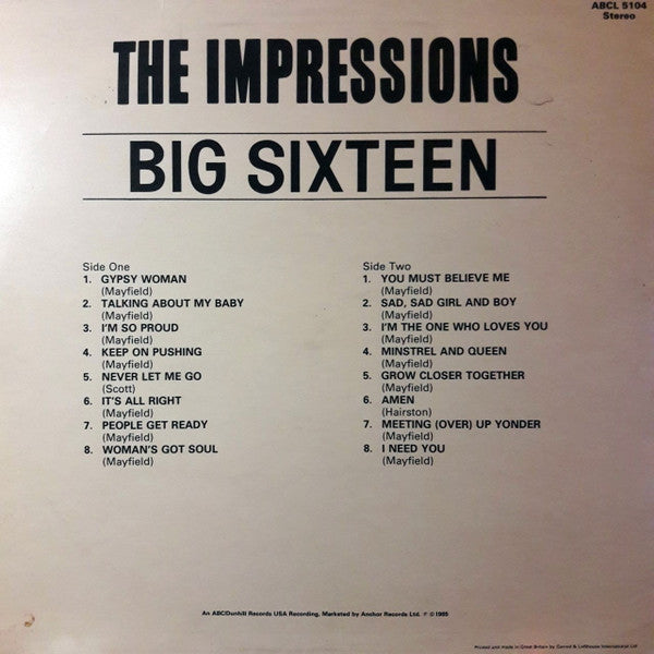 The Impressions : Big Sixteen (LP, Comp)