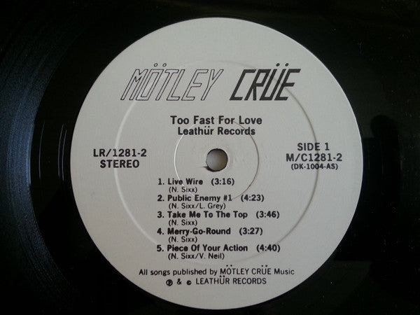 Mötley Crüe : Too Fast For Love (LP, Album, RP, 2nd)