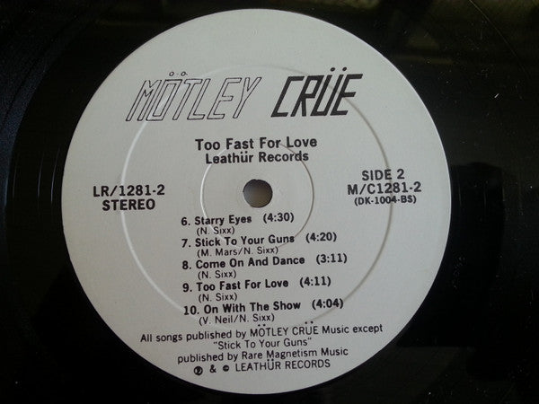 Mötley Crüe : Too Fast For Love (LP, Album, RP, 2nd)