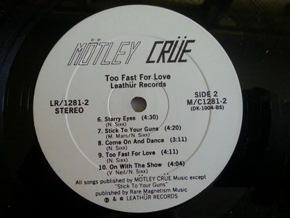 Mötley Crüe : Too Fast For Love (LP, Album, RP, 2nd)