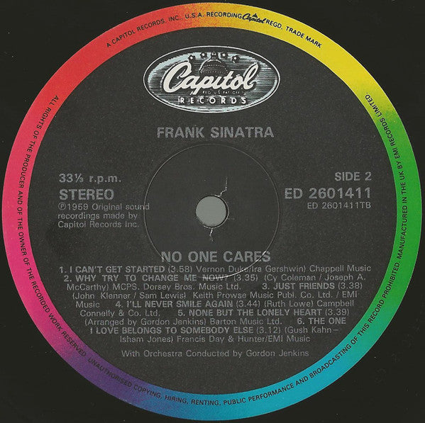 Frank Sinatra : No One Cares (LP, Album, RE, RM)