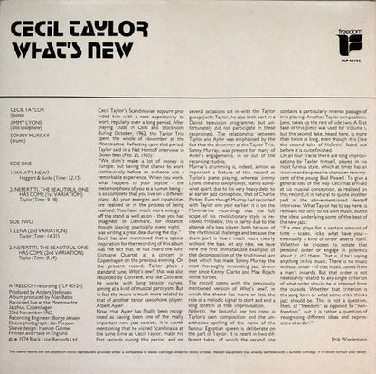 Cecil Taylor : What's New (LP, Album, RE)