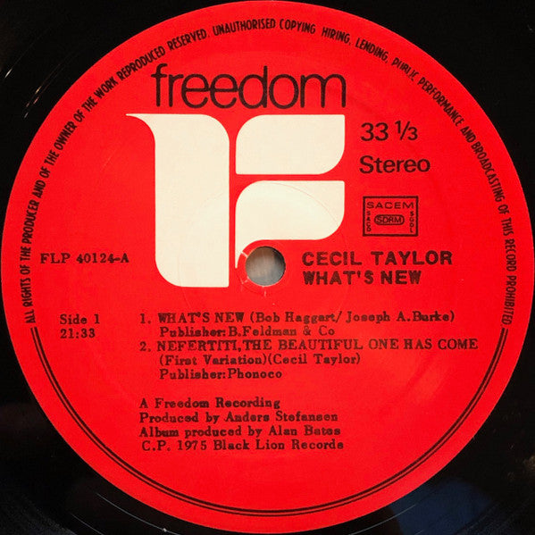 Cecil Taylor : What's New (LP, Album, RE)