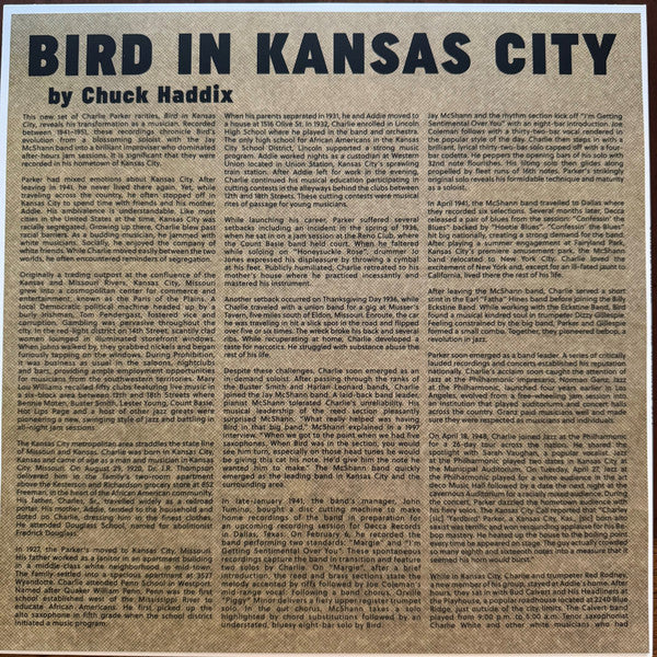 Charlie Parker : Bird In Kansas City (LP, Mono)