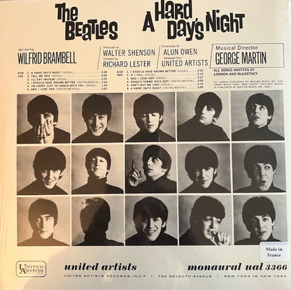 The Beatles : A Hard Day's Night (Original Motion Picture Sound Track) (LP, Album, Mono, RE)