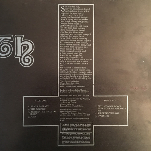 Black Sabbath : Black Sabbath (LP, Album, RP, Gat)