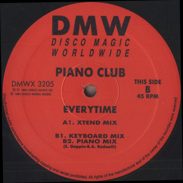 Piano Club : Everytime (12")
