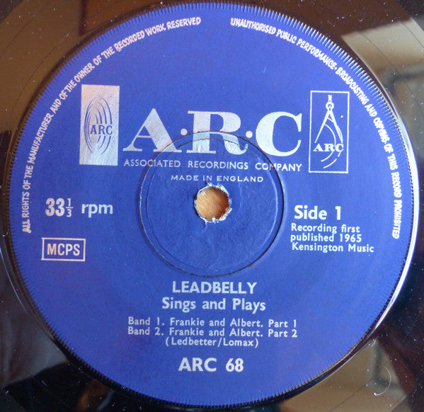 Leadbelly : Sings And Plays (7", EP)