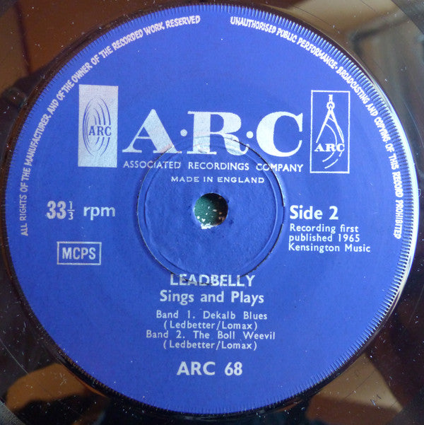 Leadbelly : Sings And Plays (7", EP)