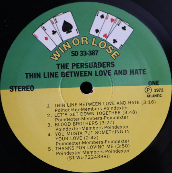 The Persuaders : Thin Line Between Love And Hate (LP, Album, RE, Unofficial)