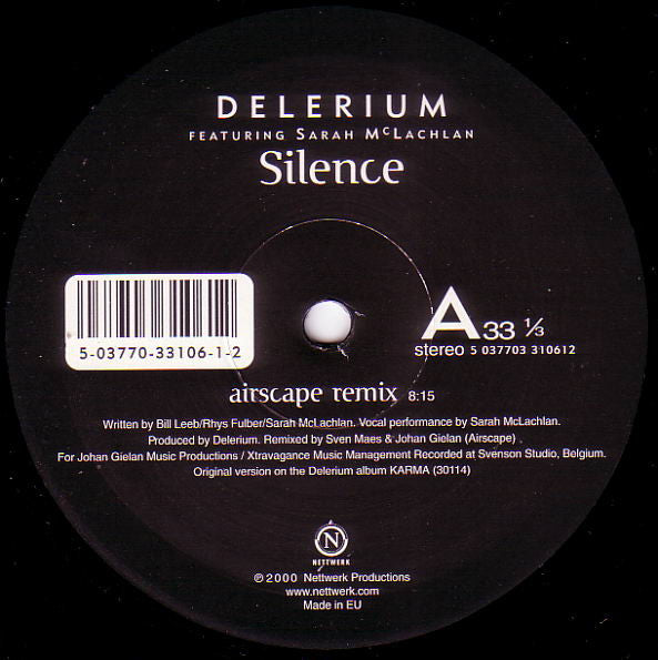 Delerium Silence 12インチ レコード DELERIUM FEATURING SARAH MCLACHLAN - Silence – Vinyl Exchange