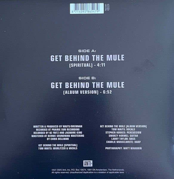 Tom Waits : Get Behind The Mule (Spiritual) (7", RSD, Single)