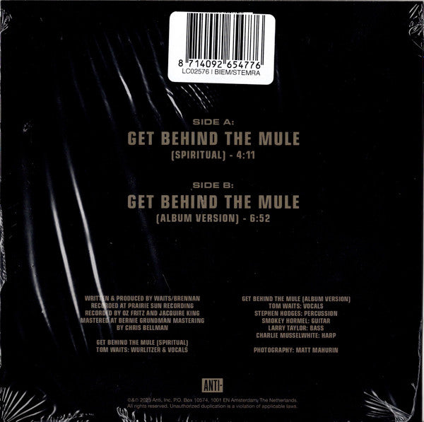 Tom Waits : Get Behind The Mule (Spiritual) (7", RSD, Single)