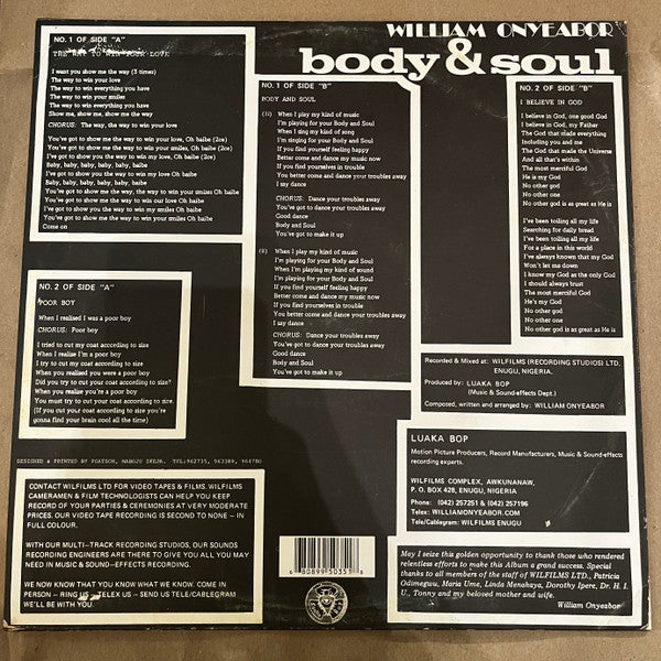 William Onyeabor : Body & Soul (LP, Album, RE, Blu)