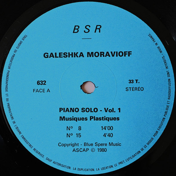 Galeshka Moravioff : Piano Solo Vol. 1  Musiques Plastiques (LP, Album)