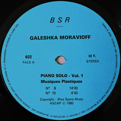 Galeshka Moravioff : Piano Solo Vol. 1  Musiques Plastiques (LP, Album)