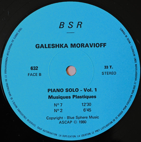 Galeshka Moravioff : Piano Solo Vol. 1  Musiques Plastiques (LP, Album)