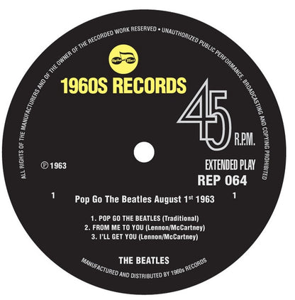 The Beatles : Pop Go The Beatles #12 - August 1st 1963 (7", EP, Mono, Unofficial)