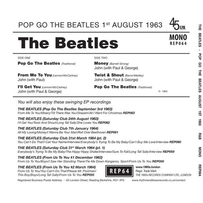 The Beatles : Pop Go The Beatles #12 - August 1st 1963 (7", EP, Mono, Unofficial)