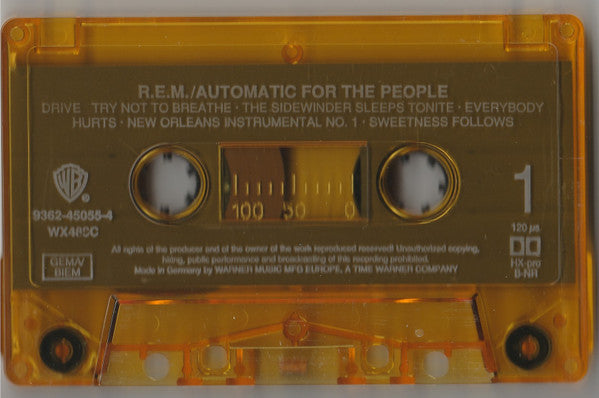 R.E.M. : Automatic For The People (Cass, Album, Yel)