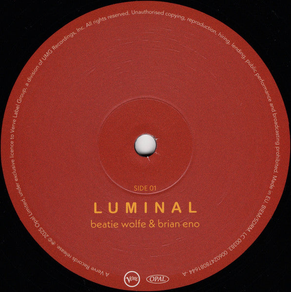 Beatie Wolfe & Brian Eno : Luminal (LP, Album, Bioplastic)