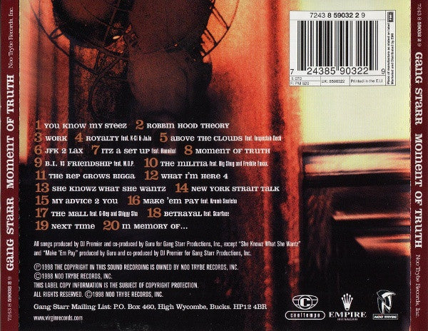 Gang Starr : Moment Of Truth (CD, Album, RP)