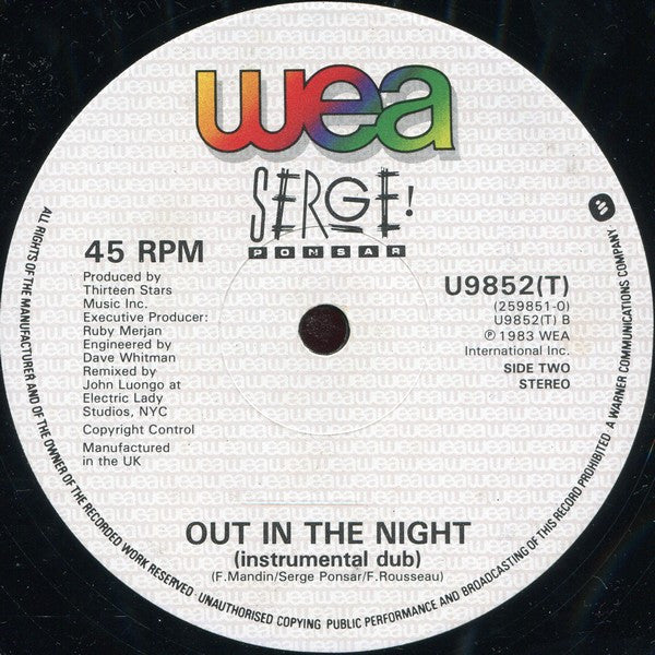 Serge Ponsar : Out In The Night (12", Single)