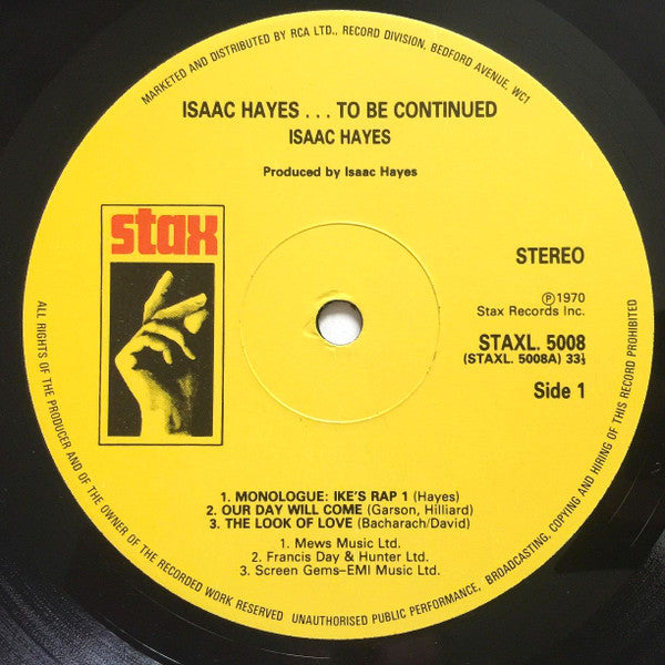 Isaac Hayes : ...To Be Continued (LP, Album, RE)