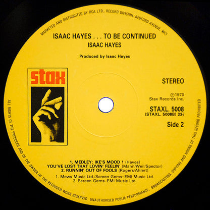 Isaac Hayes : ...To Be Continued (LP, Album, RE)