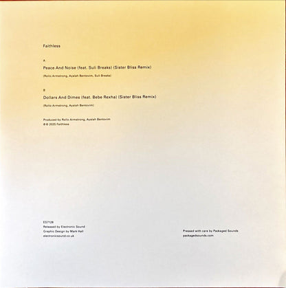 Faithless : Peace And Noise (Sister Bliss Remix) / Dollars And Dimes (Sister Bliss Remix) (7", Ltd, Red)
