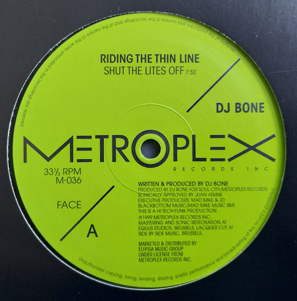 DJ Bone : Riding The Thin Line (12", RP)
