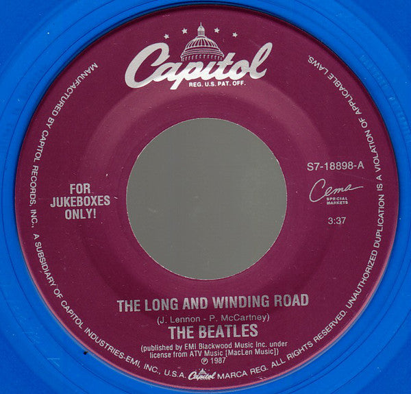 The Beatles : The Long And Winding Road (7", Single, Jukebox, RE, Blu)