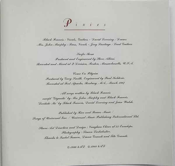 Pixies : Surfer Rosa & Come On Pilgrim (CD, Comp, RE)